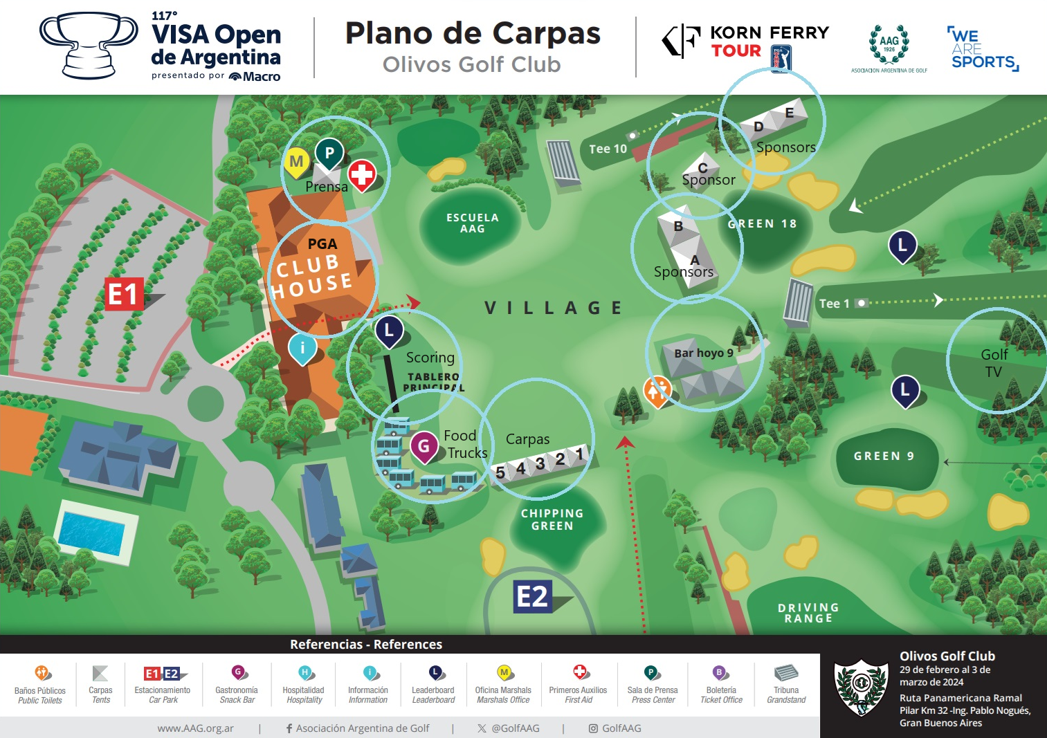 Plano de cobertura del VISA Open de Argentina en Olivos Golf Club